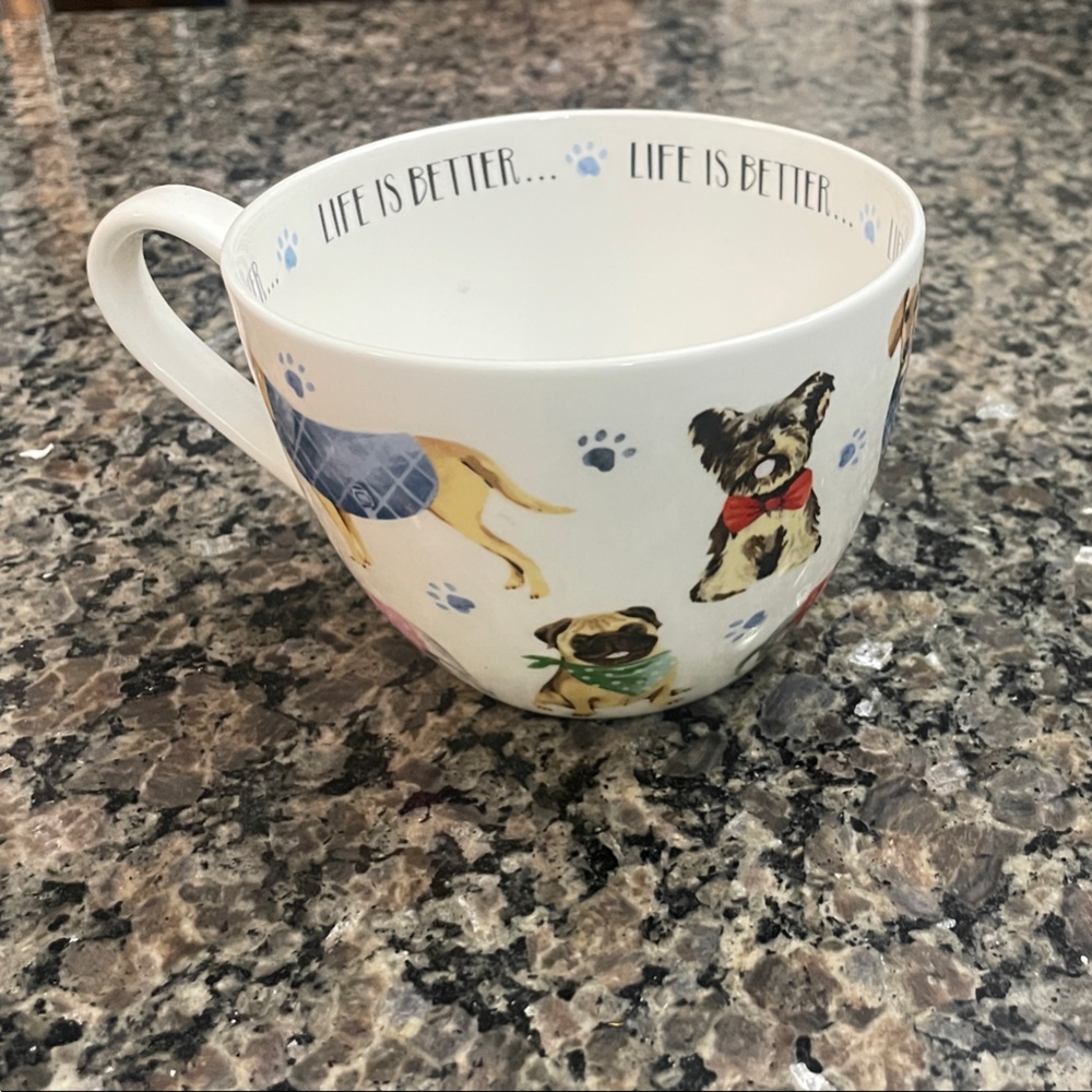 Charming Dog-Themed Mug - White and Multicolor